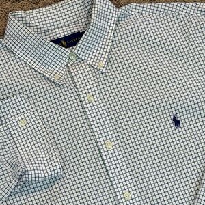 Polo  Ralph Lauren Oxford White Blue Green Plaid Men’s XXL Blue Pony